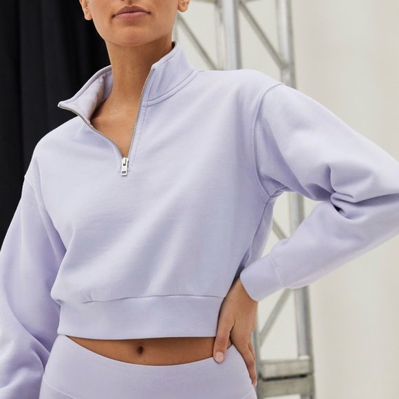 TNA NWT Cozy Fleece Perfect 1/4 Zip Pullover Sweater Sweatfleece Maroon Aritzia - Picture 2 of 7